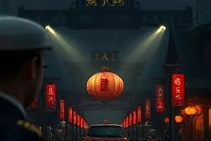 雾岭车站作品封面，雨夜站台的黄白色灯牌